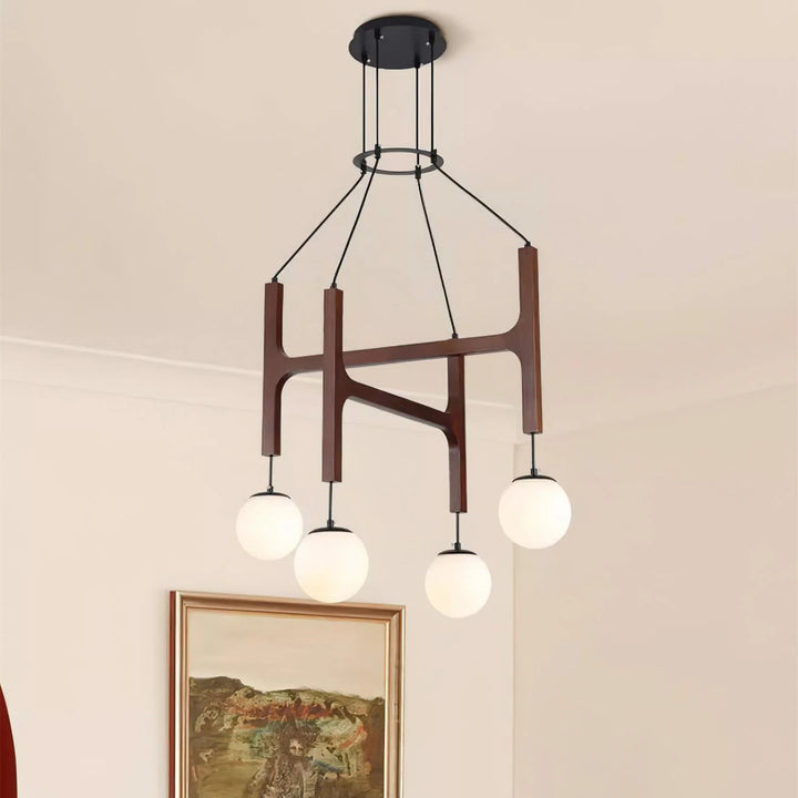 Hakka Modern Geometric Wooden Chandelier