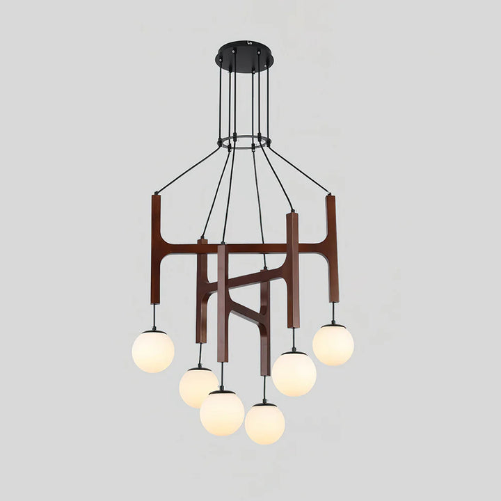 Hakka Modern Geometric Wooden Chandelier