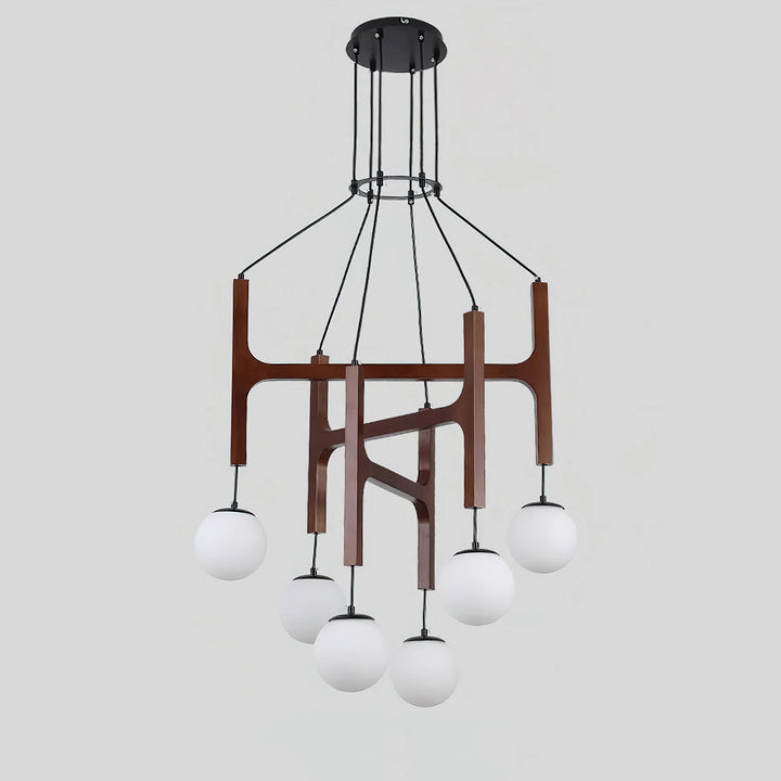 Hakka Modern Geometric Wooden Chandelier
