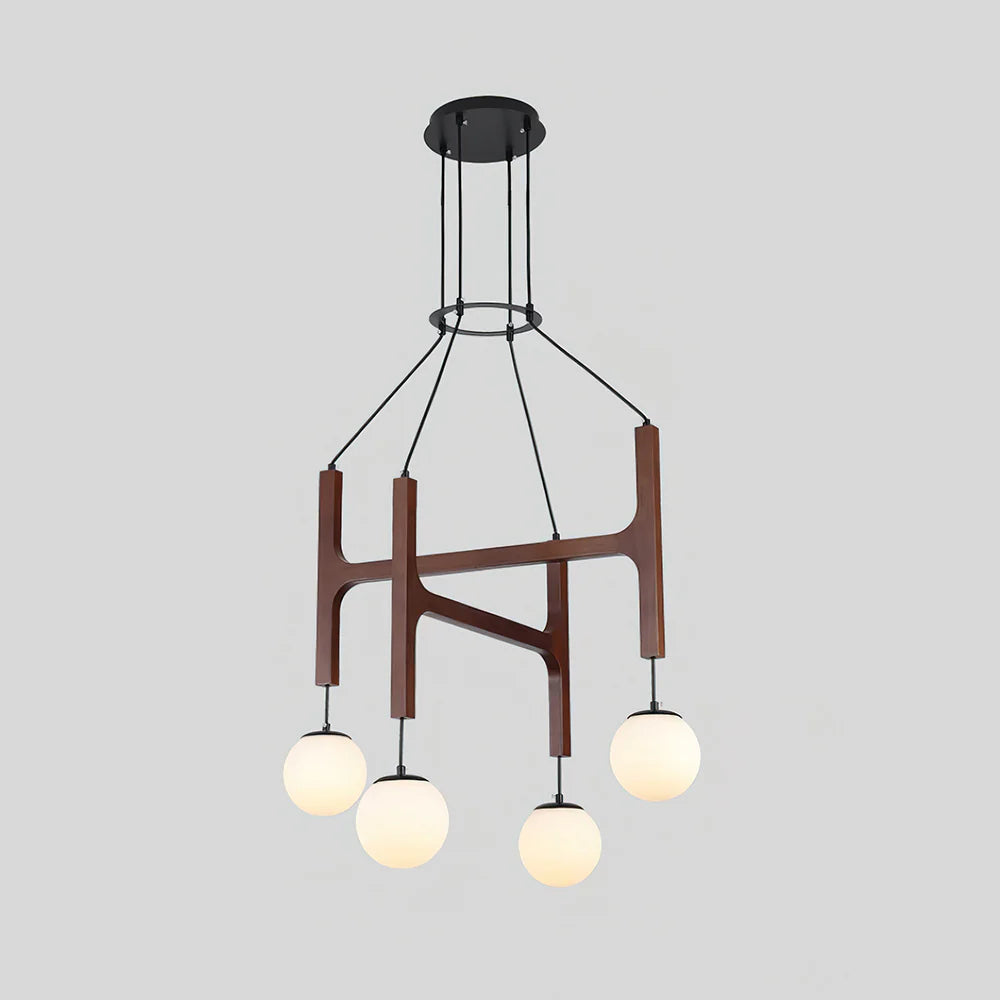 Hakka Modern Geometric Wooden Chandelier