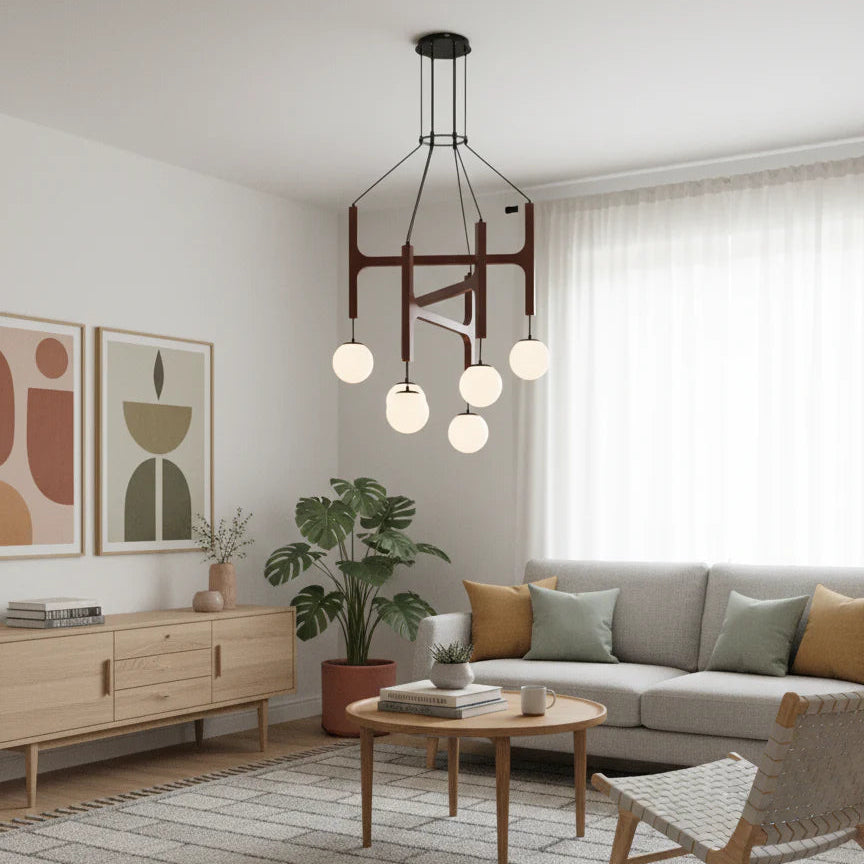 Hakka Modern Geometric Wooden Chandelier