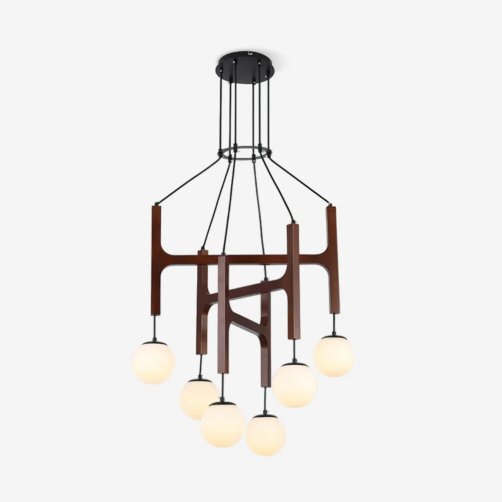Hakka Modern Geometric Wooden Chandelier