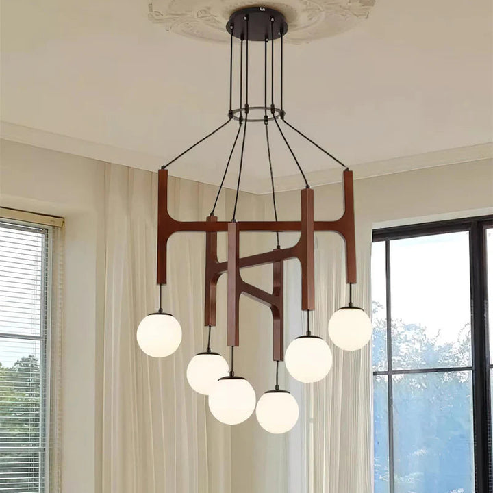 Hakka Modern Geometric Wooden Chandelier