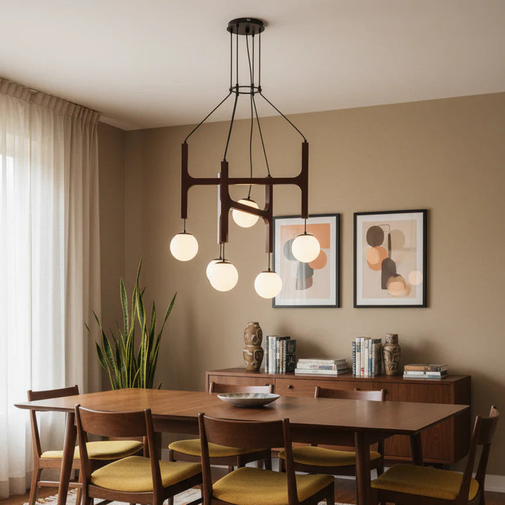 Hakka Modern Geometric Wooden Chandelier