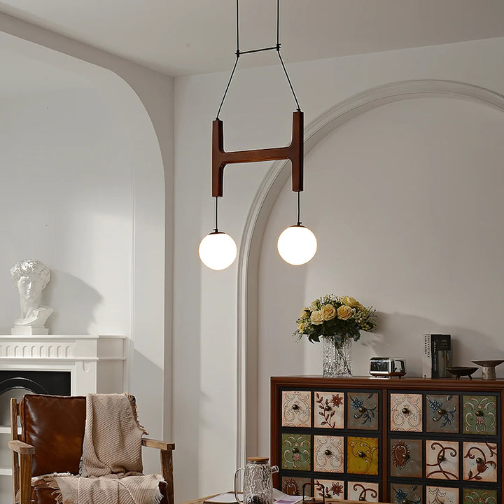 Hakka Modern Geometric Wooden Chandelier
