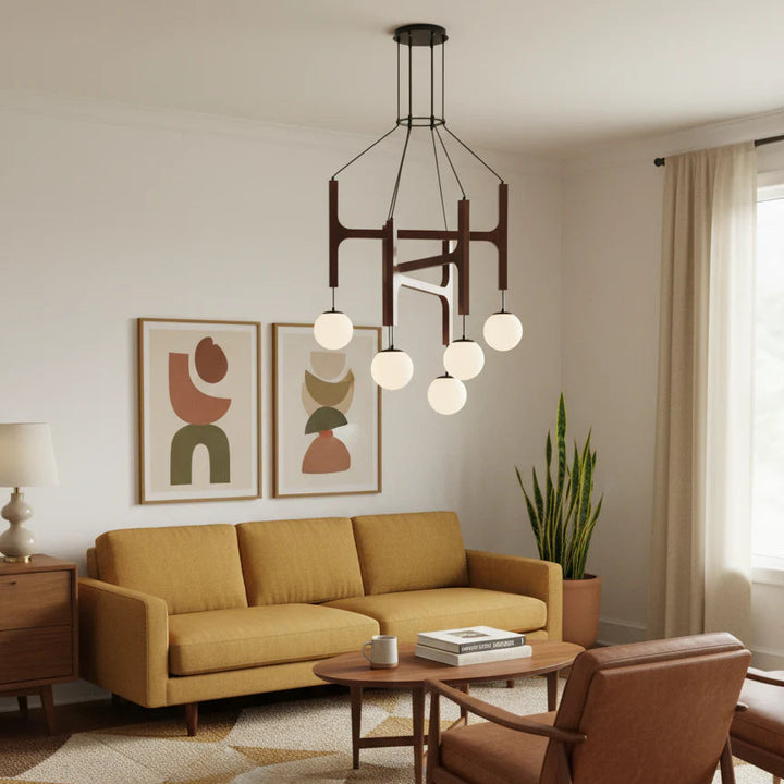 Hakka Modern Geometric Wooden Chandelier