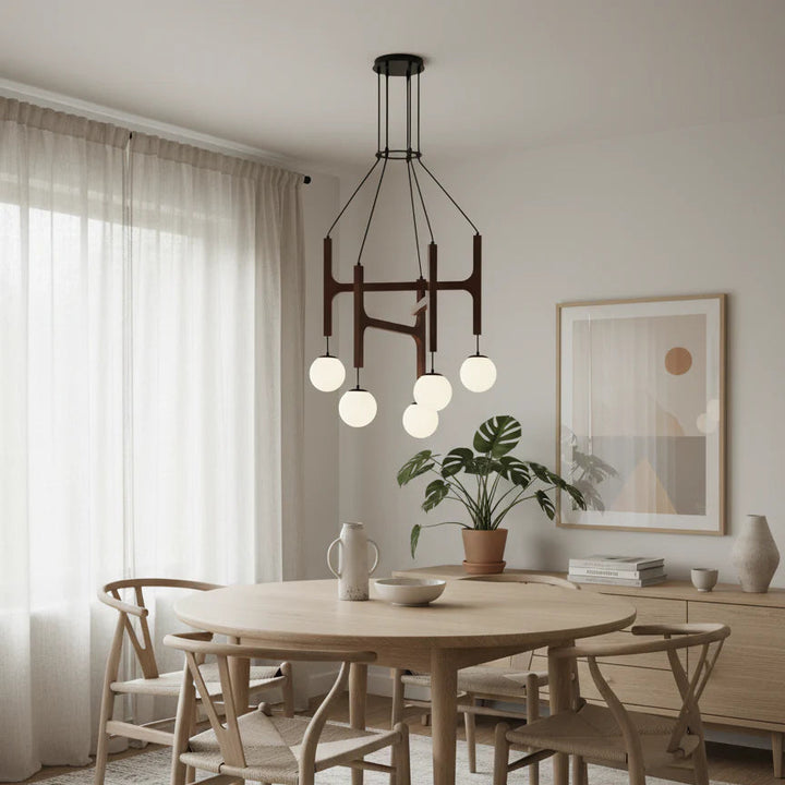 Hakka Modern Geometric Wooden Chandelier