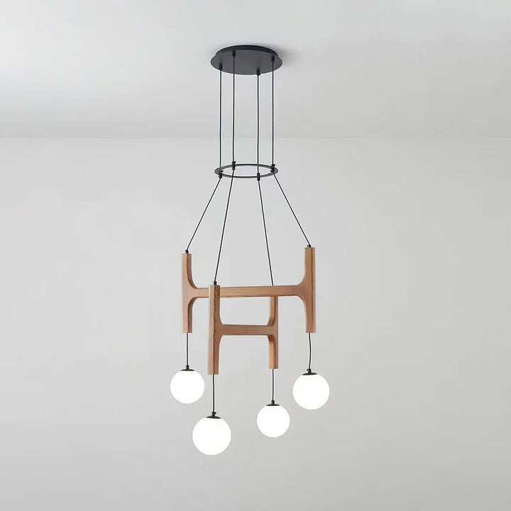 Hakka Modern Geometric Wooden Chandelier
