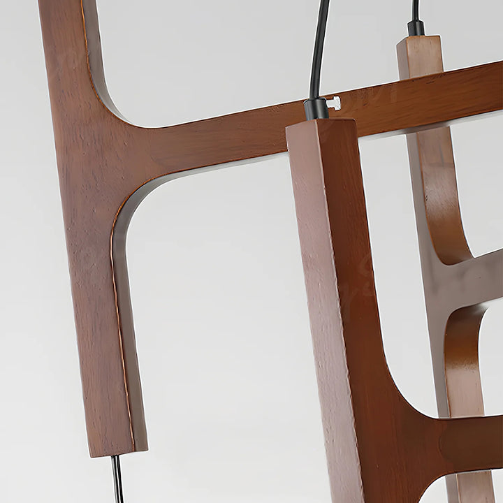 Hakka Modern Geometric Wooden Chandelier