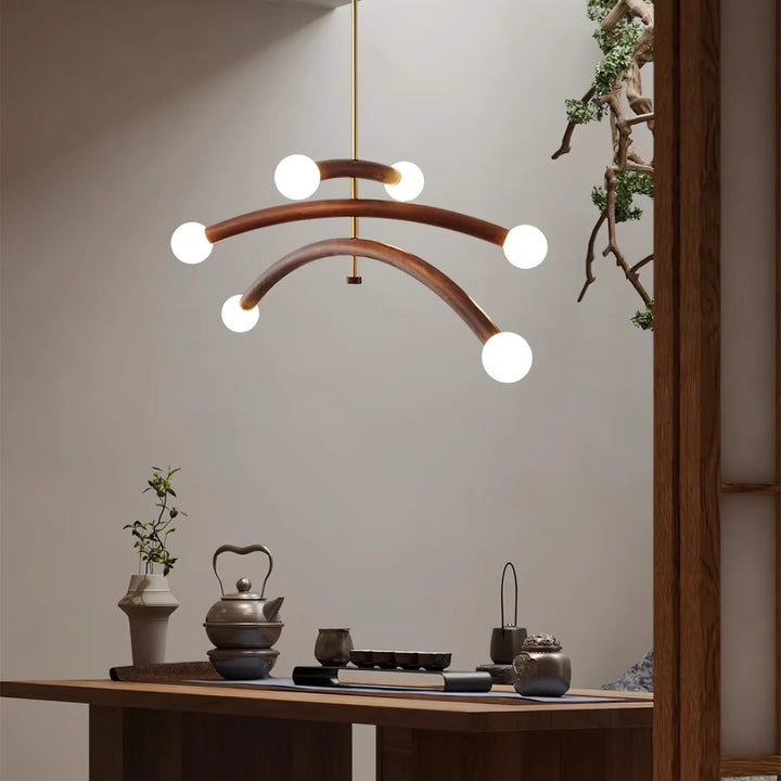 Drift Arc Wood Sculptural Chandelier