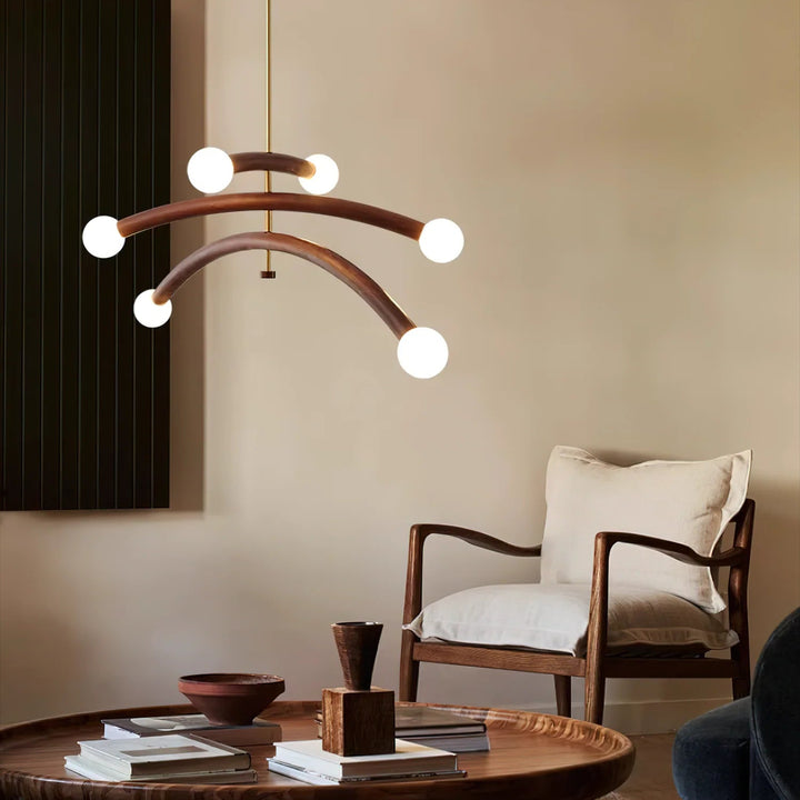 Drift Arc Wood Sculptural Chandelier