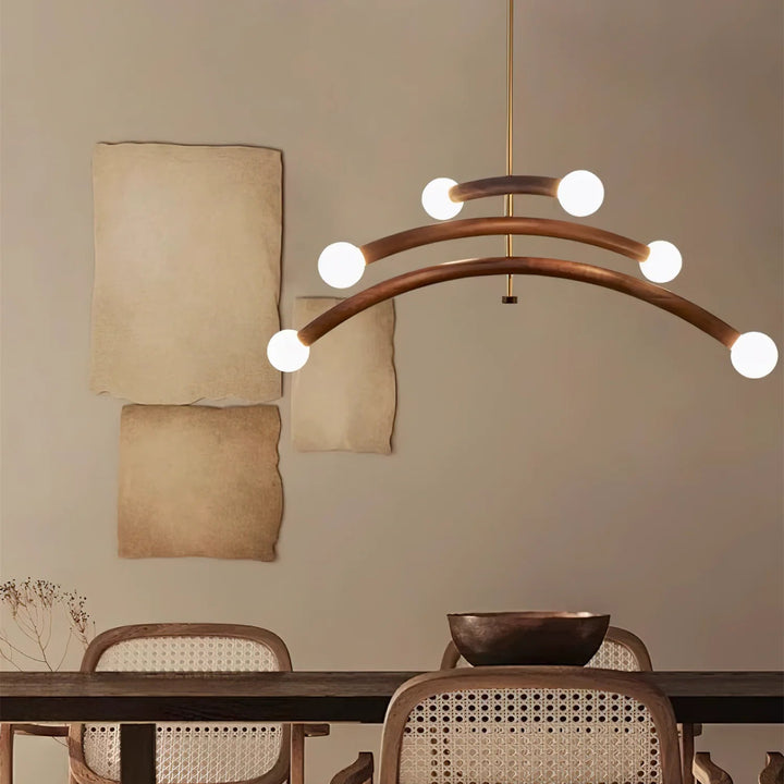 Drift Arc Wood Sculptural Chandelier