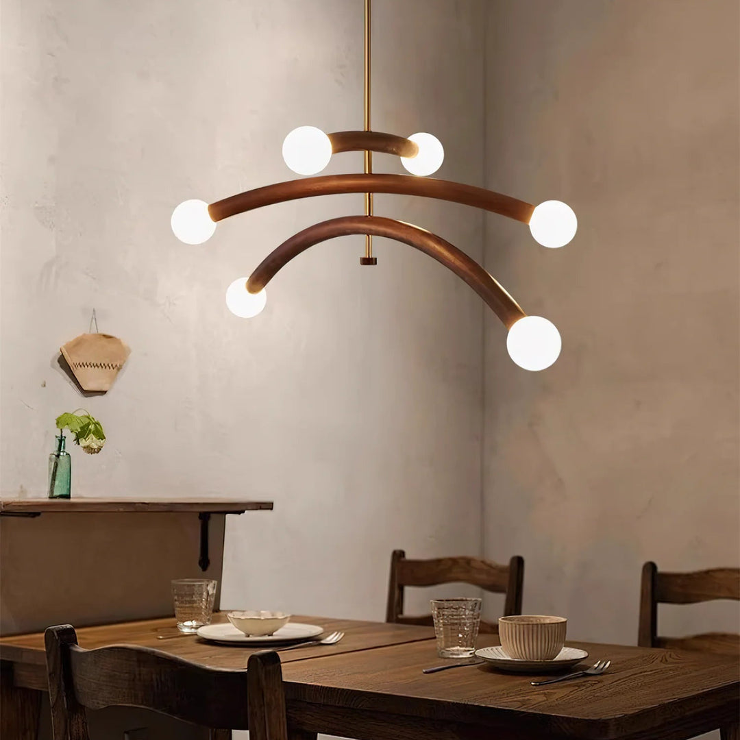 Drift Arc Wood Sculptural Chandelier