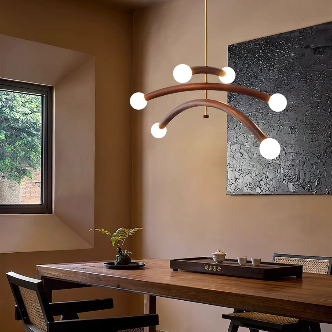 Drift Arc Wood Sculptural Chandelier
