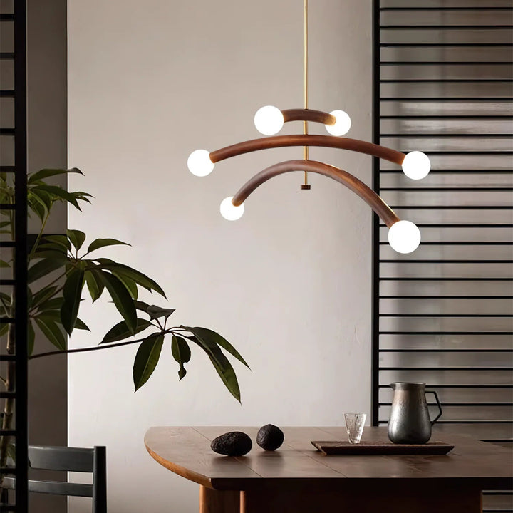 Drift Arc Wood Sculptural Chandelier
