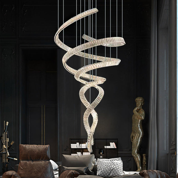 Long Spiral Crystal Chandelier-Artelux Atelier