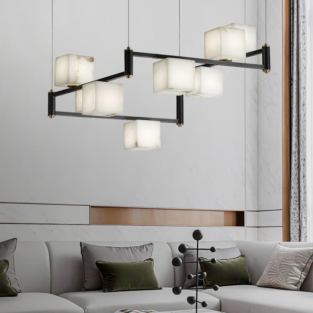 Alabaster Square Box Chandelier-Artelux Atelier