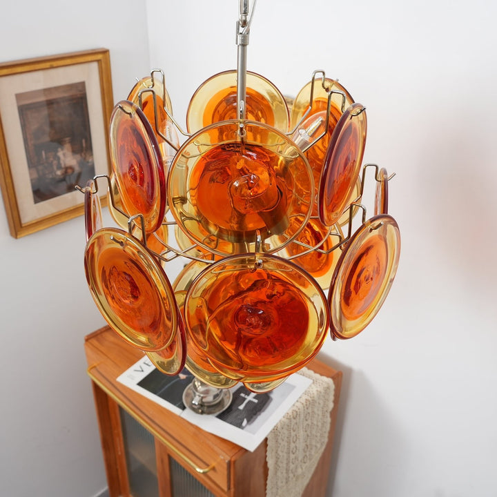 Orange Transparent Murano Disc Chandelier-Artelux Atelier