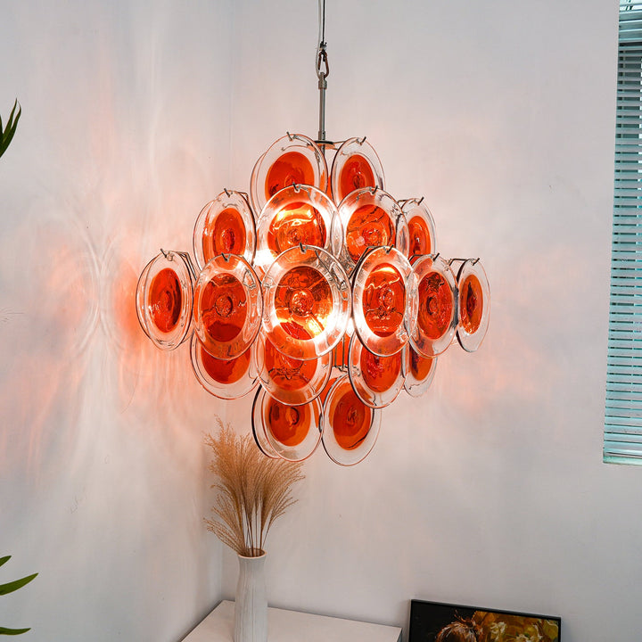 Orange Transparent Murano Disc Chandelier-Artelux Atelier