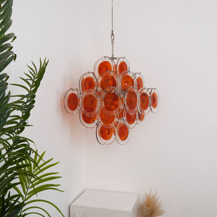 Orange Transparent Murano Disc Chandelier-Artelux Atelier