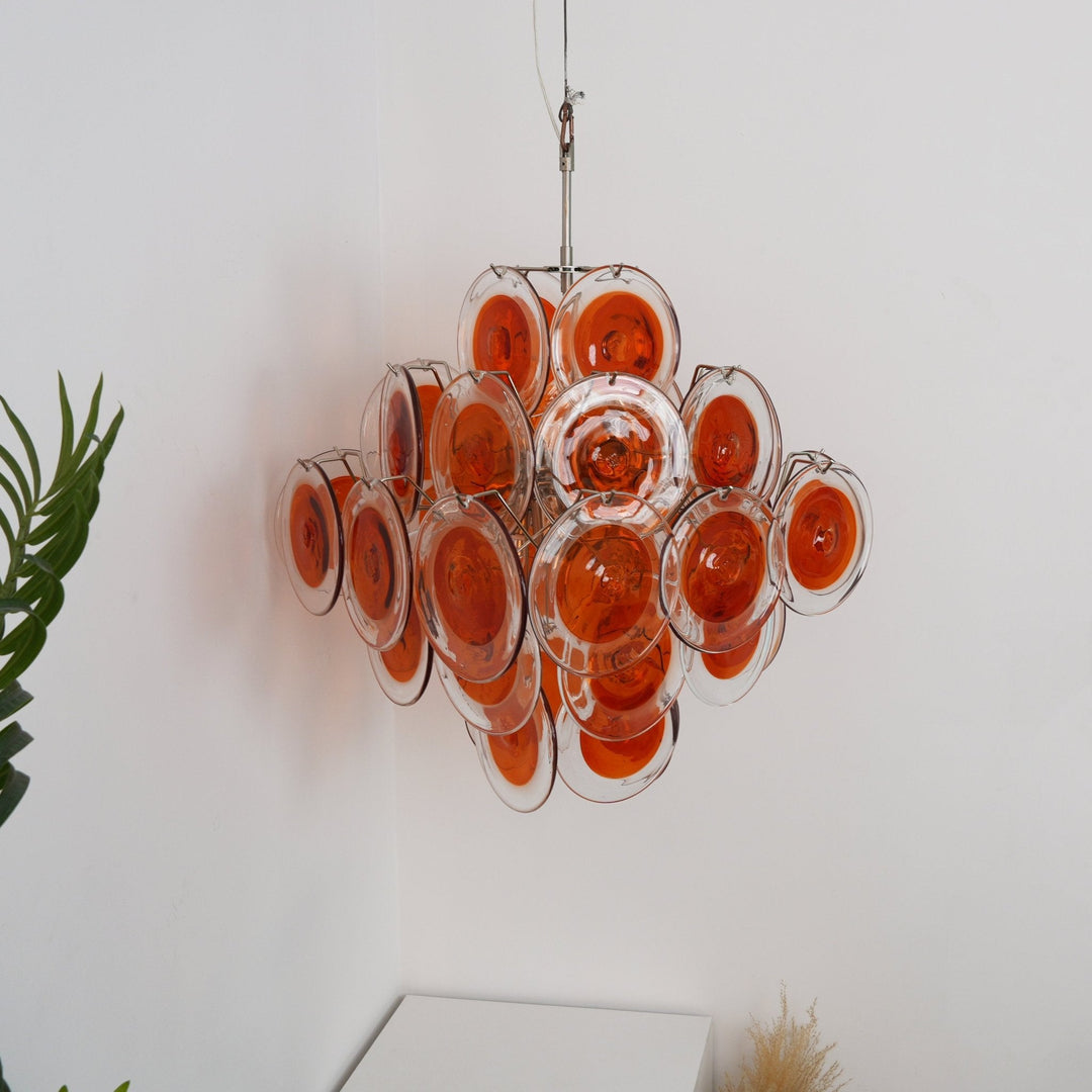 Orange Transparent Murano Disc Chandelier-Artelux Atelier