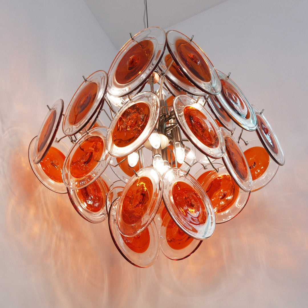 Orange Transparent Murano Disc Chandelier-Artelux Atelier