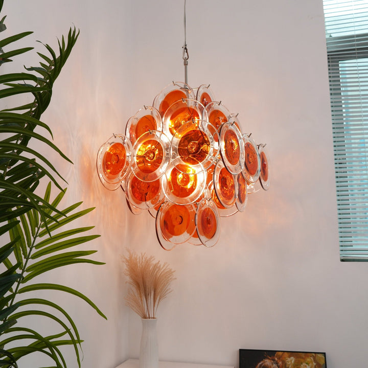 Orange Transparent Murano Disc Chandelier-Artelux Atelier