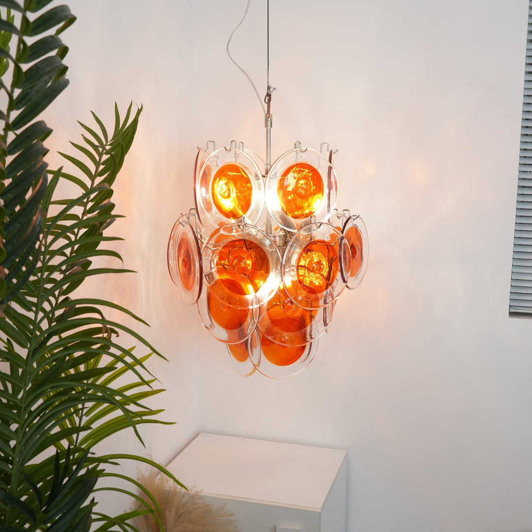 Orange Transparent Murano Disc Chandelier-Artelux Atelier