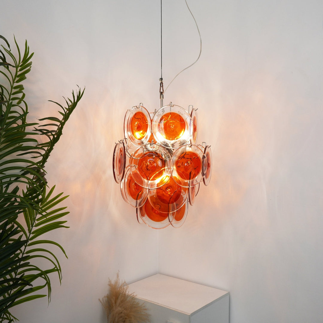 Orange Transparent Murano Disc Chandelier-Artelux Atelier