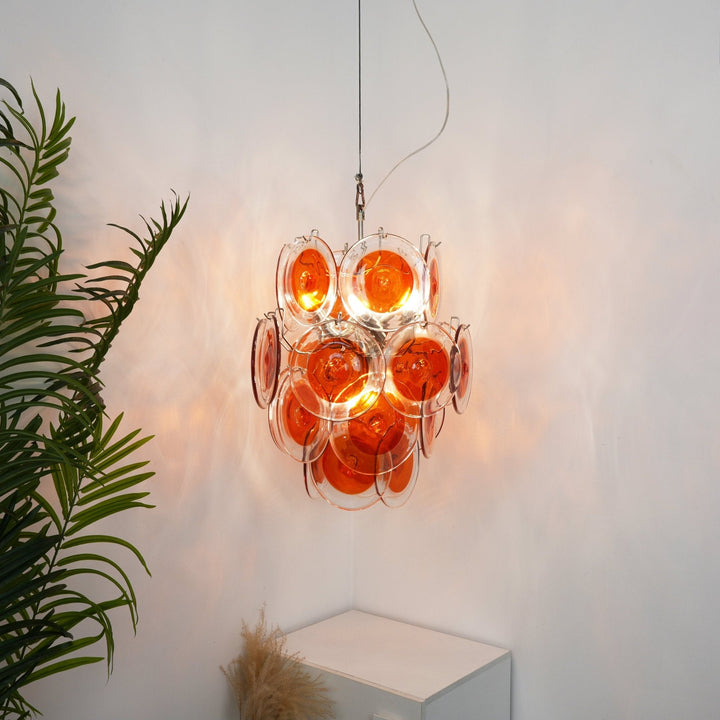 Orange Transparent Murano Disc Chandelier-Artelux Atelier