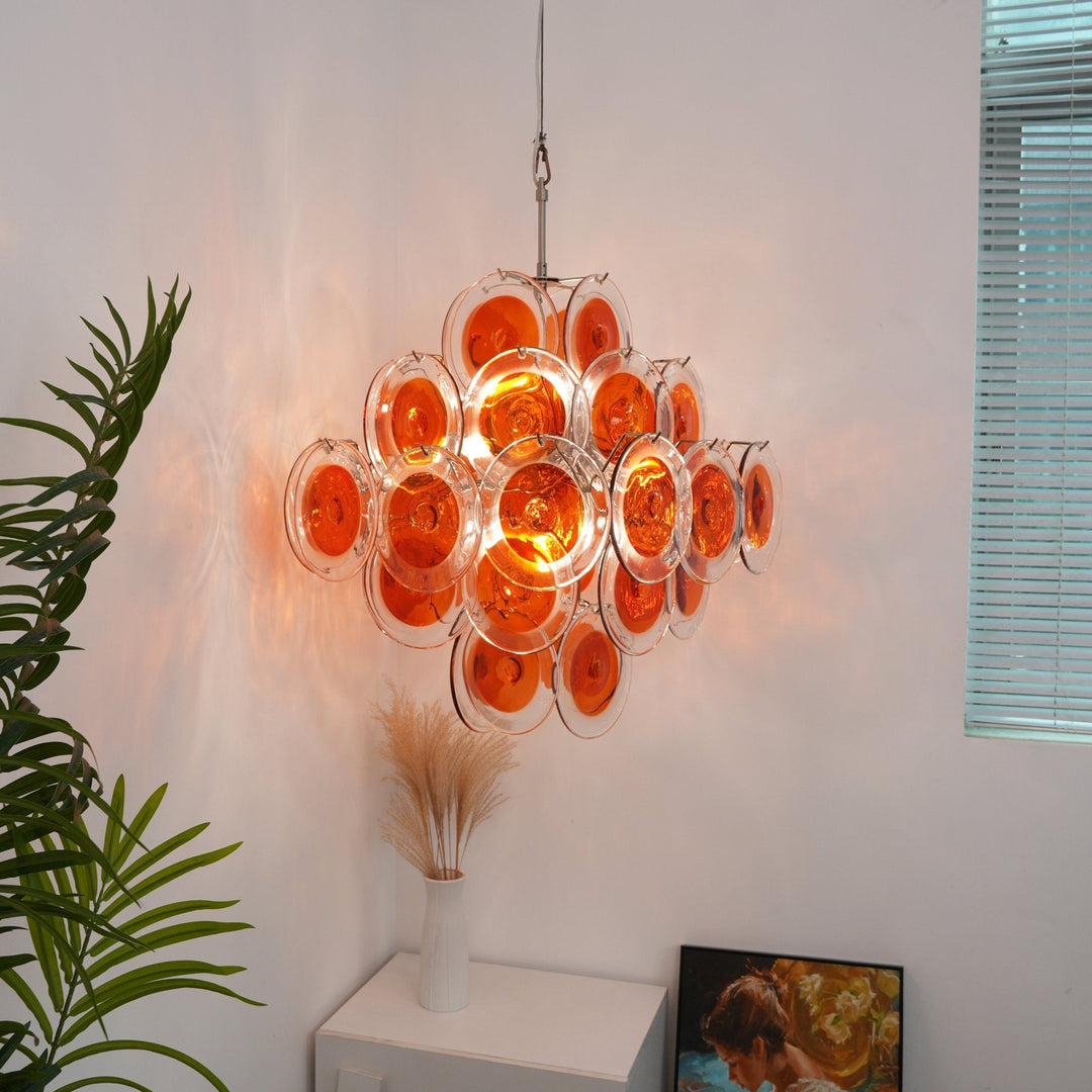 Orange Transparent Murano Disc Chandelier-Artelux Atelier
