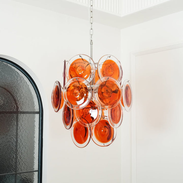 Orange Transparent Murano Disc Chandelier-Artelux Atelier