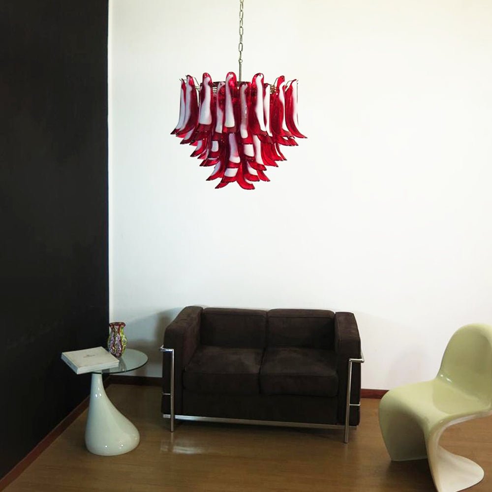 Red Glass Murano Petals Chandelier-Artelux Atelier