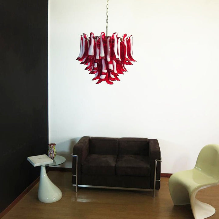 Red Glass Murano Petals Chandelier-Artelux Atelier