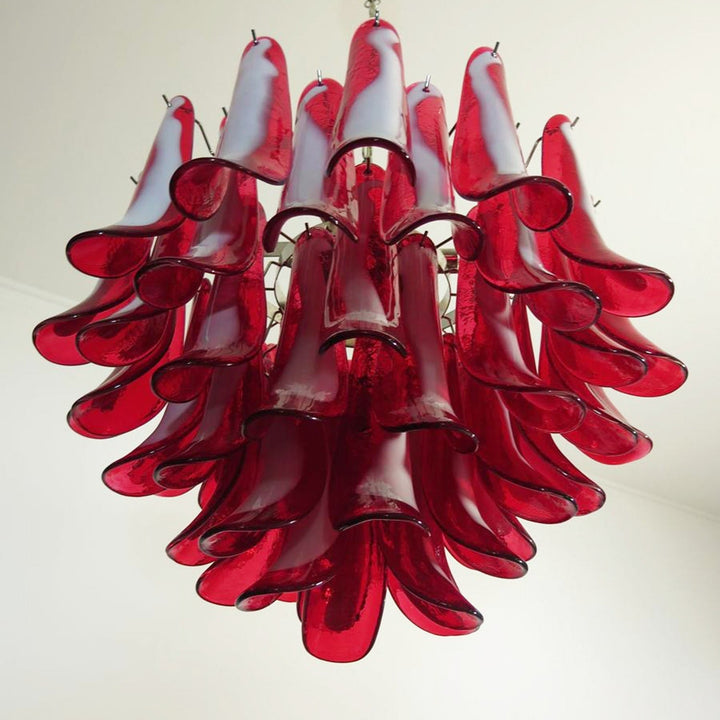 Red Glass Murano Petals Chandelier-Artelux Atelier