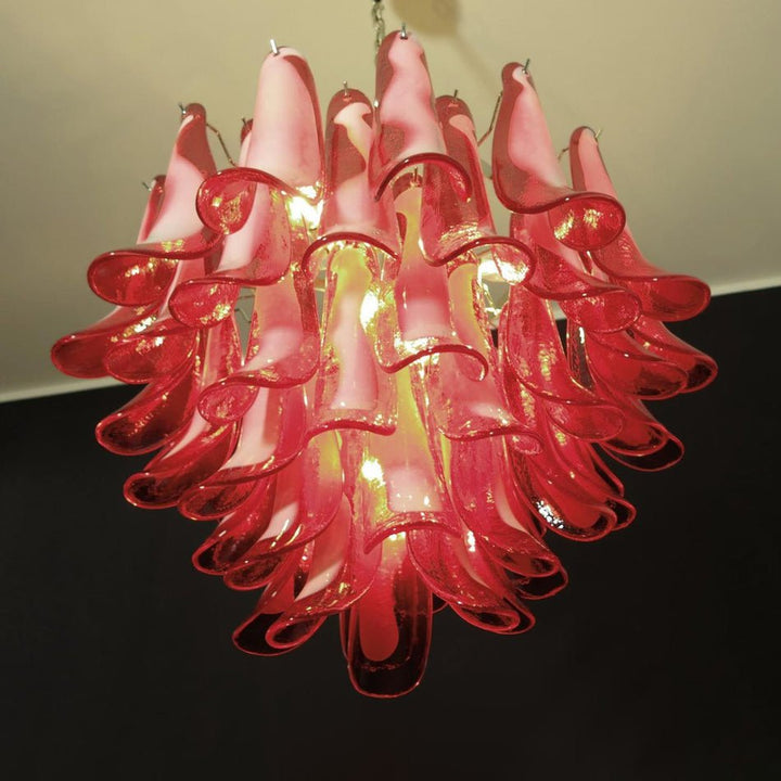 Red Glass Murano Petals Chandelier-Artelux Atelier