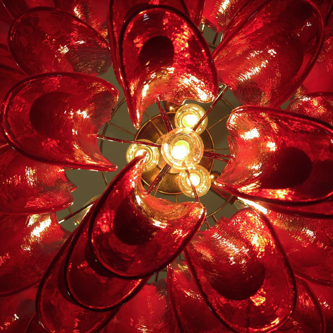 Red Glass Murano Petals Chandelier-Artelux Atelier