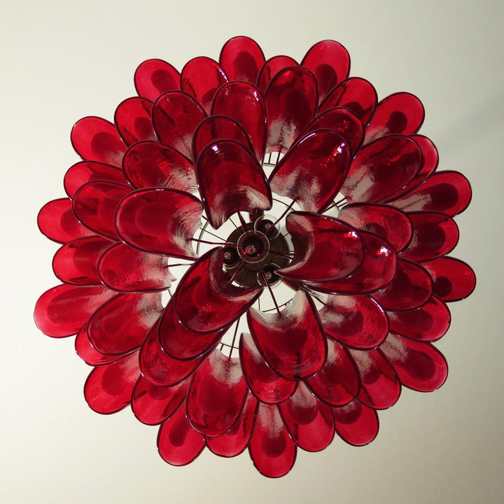 Red Glass Murano Petals Chandelier-Artelux Atelier