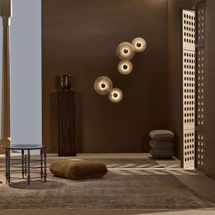 Artelux Round Alabaster Combination Wall Lamp