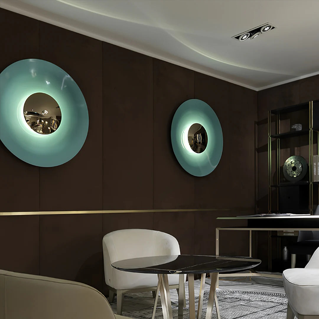 Modern interior with round wall lights
