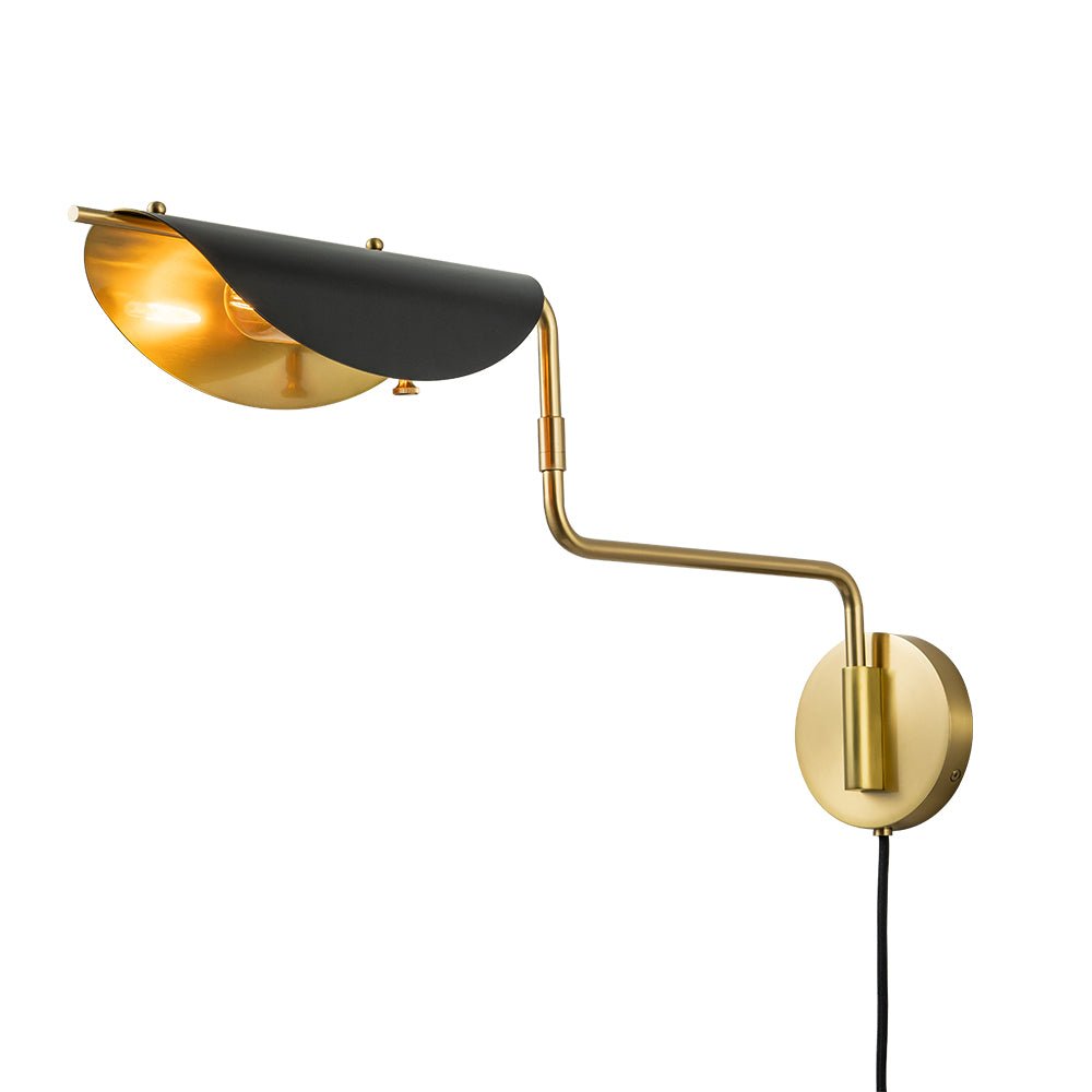 LightFixturesUSA-Aged Brass 1-Light Swing Arm Plug In Wall Sconce-Wall Sconce-1-Lt-