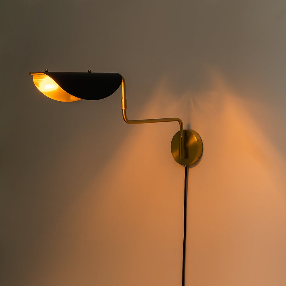 Aged Brass 1-Light Swing Arm Plug In Wall Sconce-Artelux Atelier