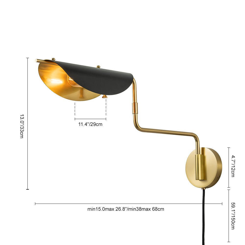 Aged Brass 1-Light Swing Arm Plug In Wall Sconce-Artelux Atelier