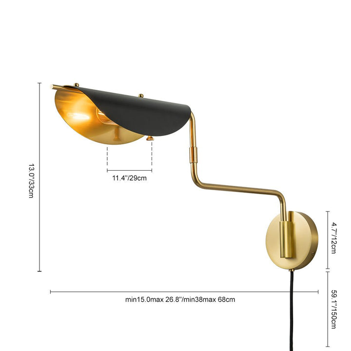 Aged Brass 1-Light Swing Arm Plug In Wall Sconce-Artelux Atelier