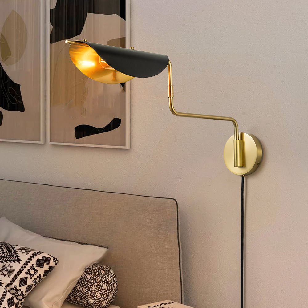 Aged Brass 1-Light Swing Arm Plug In Wall Sconce-Artelux Atelier